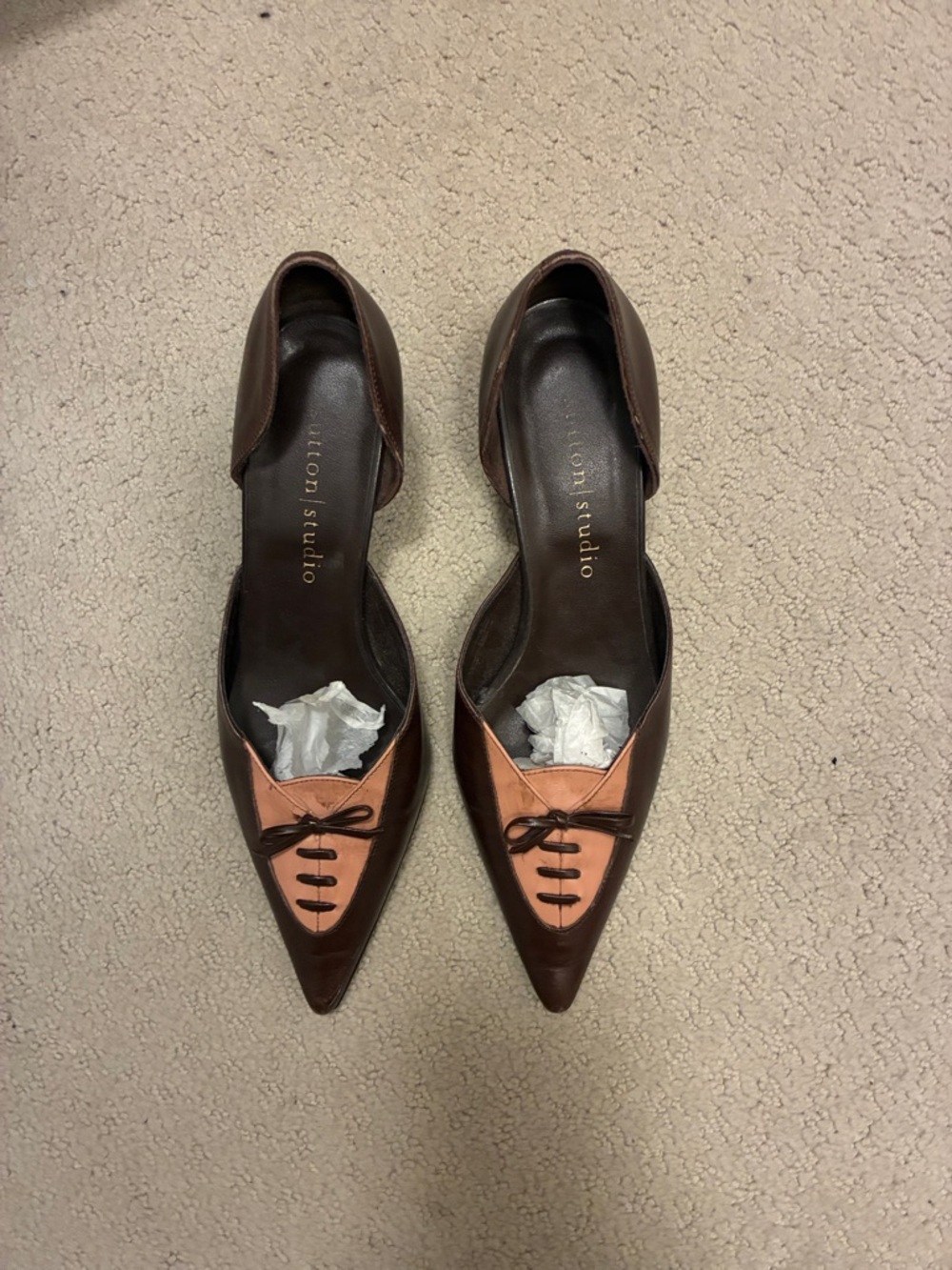 3 For $40 Sutton Studio Brown and Copper Pointed D'Orsay Heels⭐️